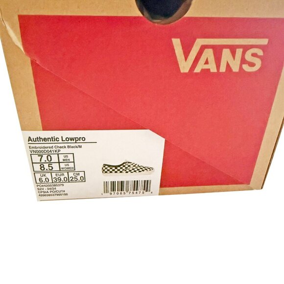 NEW Vans Authentic Lowpro Embroidered Check Black and White Checker Shoes - Picture 4 of 7